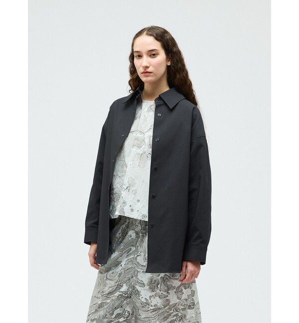 mizuiro ind「mizuiro ind ダブルクロスワイドシャツブルゾン」|テーラードジャケット|