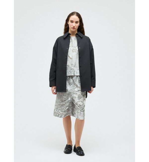 mizuiro ind「mizuiro ind ダブルクロスワイドシャツブルゾン」|テーラードジャケット|