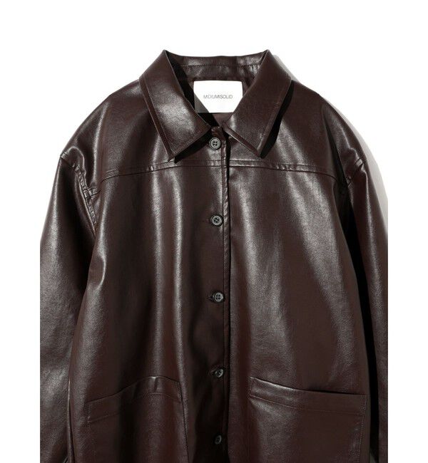 MIDIUMISOLID「MIDIUMISOLID for Ladies シンセティックレザーオーバーサイズブルゾン」|テーラードジャケット|