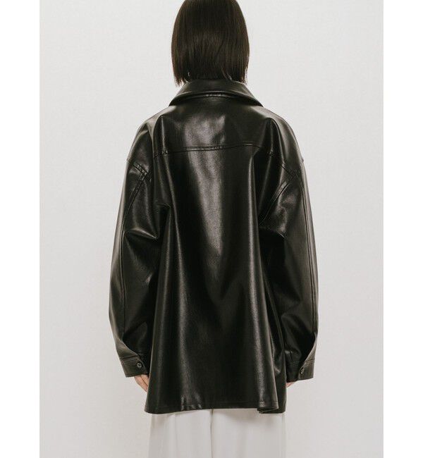 MIDIUMISOLID「MIDIUMISOLID for Ladies シンセティックレザーオーバーサイズブルゾン」|テーラードジャケット|