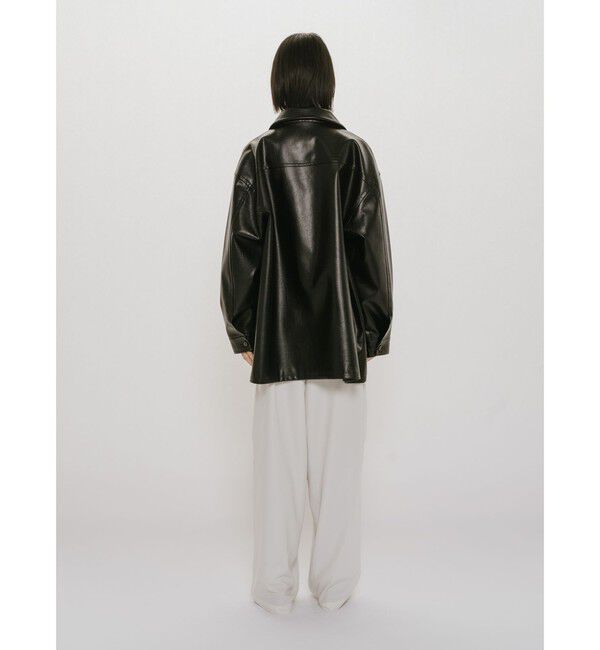 MIDIUMISOLID「MIDIUMISOLID for Ladies シンセティックレザーオーバーサイズブルゾン」|テーラードジャケット|