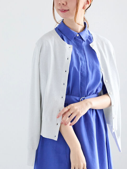 Te chichi「14G強撚綿メタル釦クルーカーデ」|カーディガン|シルバー