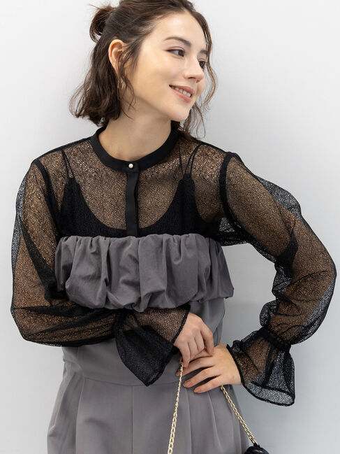 Te chichi「【セレモニーアイテム】キャンディースリーブレースブラウス」|シャツ・ブラウス|