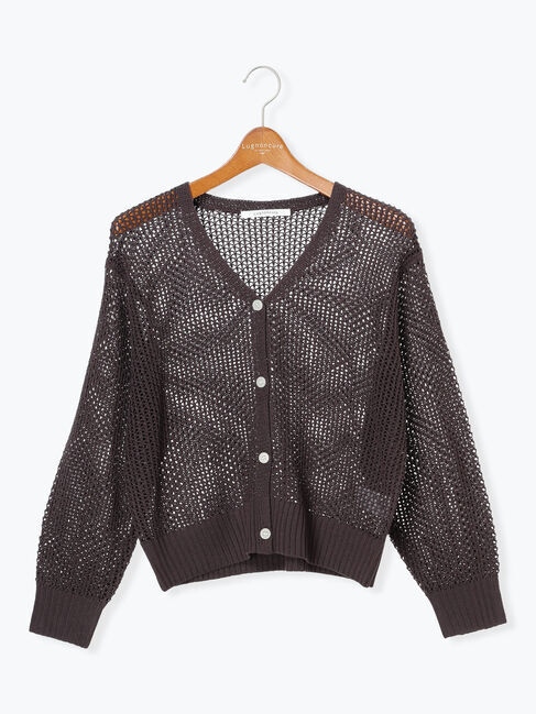 Lugnoncure「透かし編Vネックカーディガン」|カーディガン|