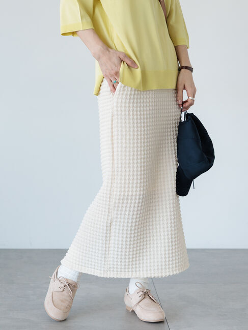 Lugnoncure「ふくれジャカードナロースカート」|スカート|オフホワイト