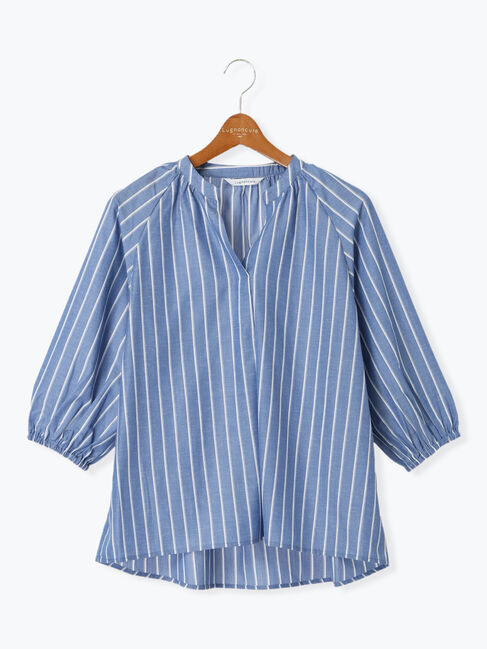 Lugnoncure「【イージーケア】7分袖スキッパーブラウス」|シャツ・ブラウス|