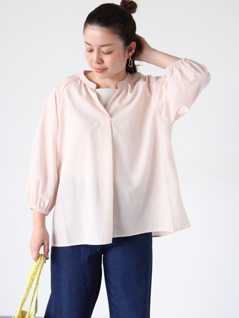 Lugnoncure「【イージーケア】7分袖スキッパーブラウス」|シャツ・ブラウス|