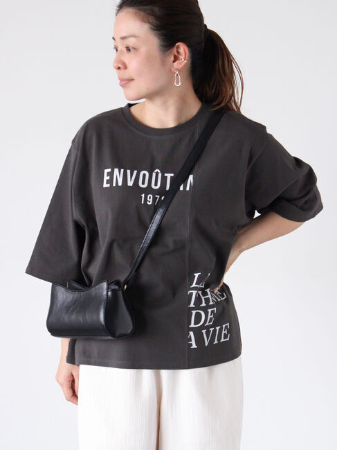 Lugnoncure「リメイク風プリントTシャツ」|Tシャツ・カットソー|チャコールグレー