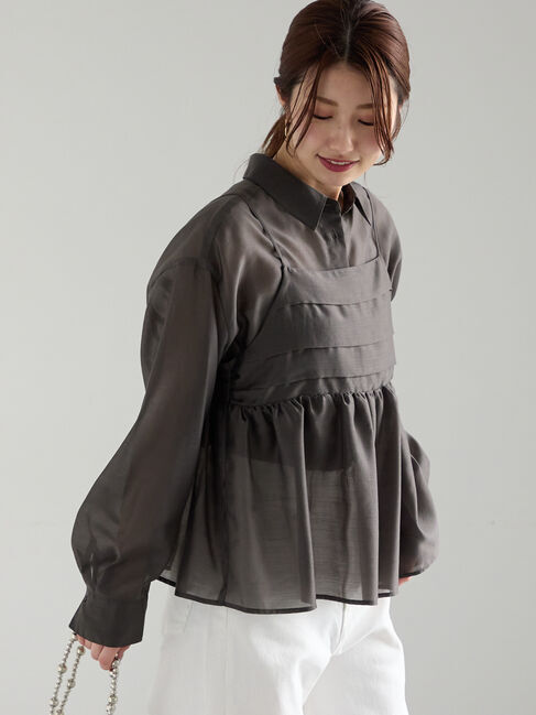 Te chichi「シアーシャツ+キャミブラウスセット」|シャツ・ブラウス|チャコールグレー