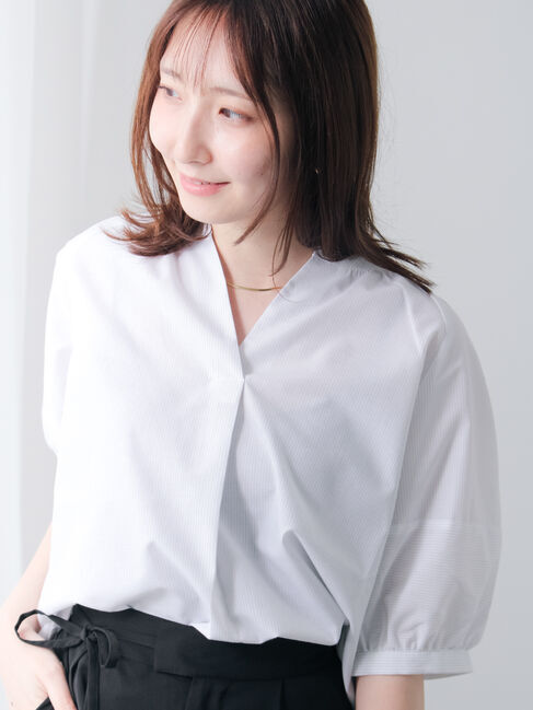 Te chichi TERRASSE「【イージーケア】無地/柄アソートスキッパーブラウス」|シャツ・ブラウス|グレー