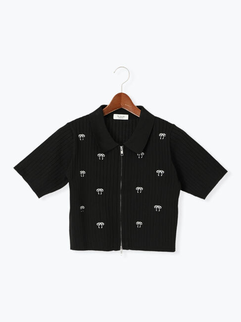 Te chichi TERRASSE「リボン刺繍ダブルジップカーディガン」|カーディガン|