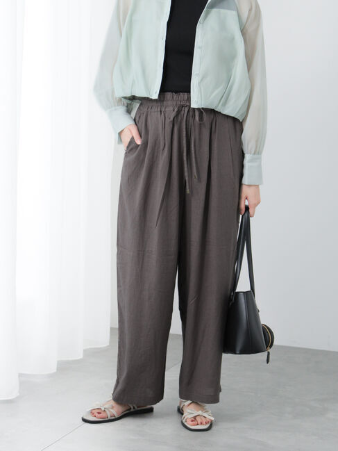 Te chichi TERRASSE「リネン混イージーパンツ」|その他|チャコールグレー
