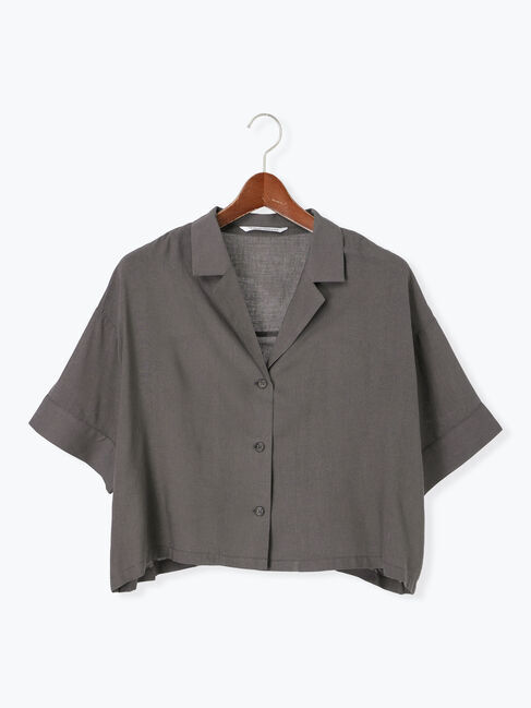 Te chichi TERRASSE「リネン混オープンカラーシャツ」|シャツ・ブラウス|チャコールグレー