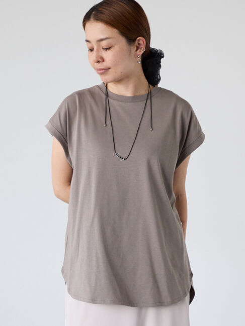 Lugnoncure「【接触冷感】フレンチ袖オーバートップス」|Tシャツ・カットソー|グレー