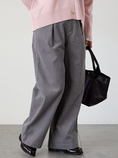 Lugnoncure「細コーデュロイタックワイドパンツ」|その他|グレー