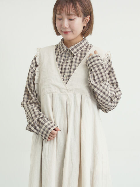 Samansa Mos2「ポコポコチェックオーバーシャツ」|シャツ・ブラウス|