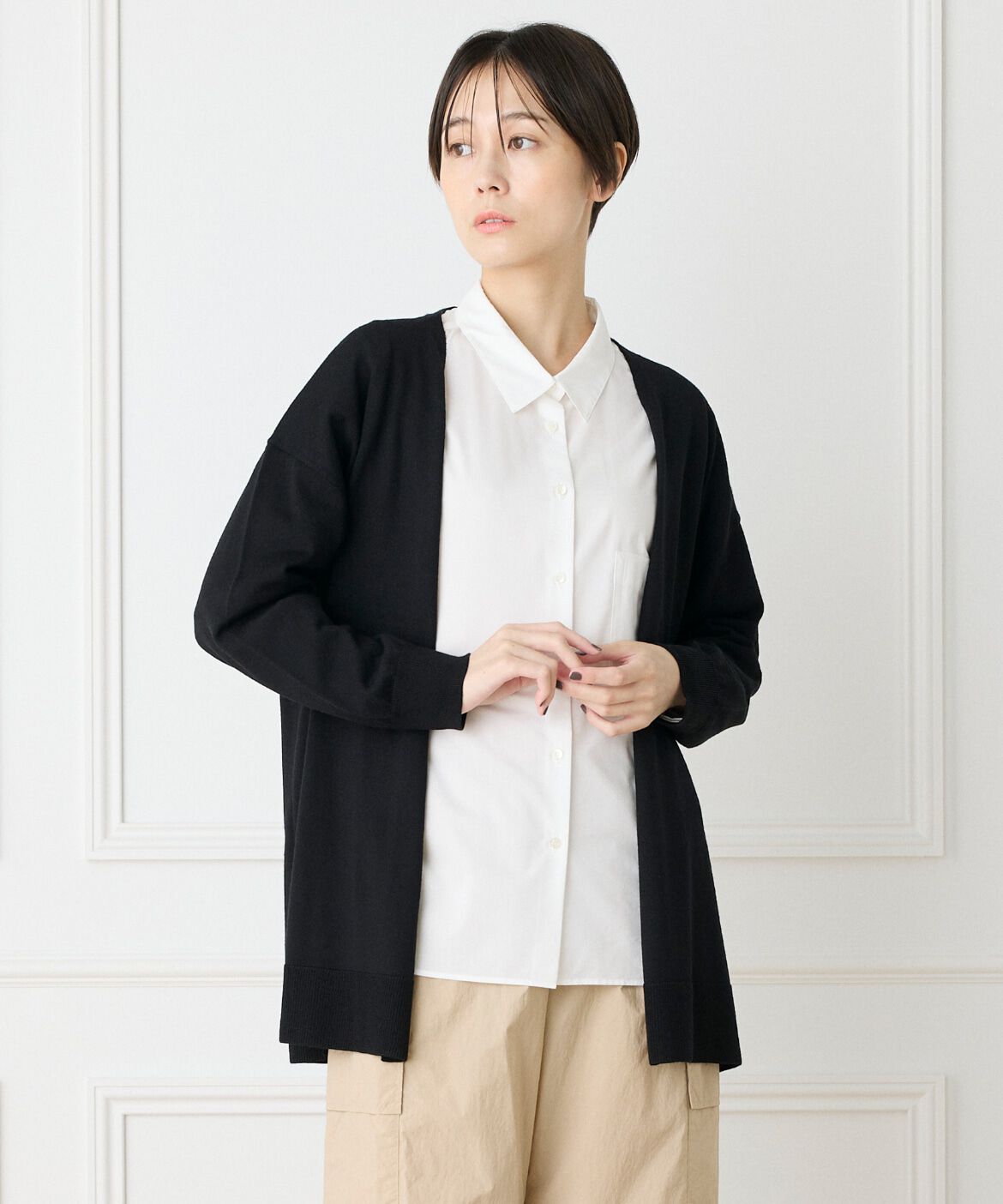 DAY by DAY it&rsquo;s international「ウォッシャブルウール着流しロングカーディガン《HARMONY》」|カーディガン|ブラック