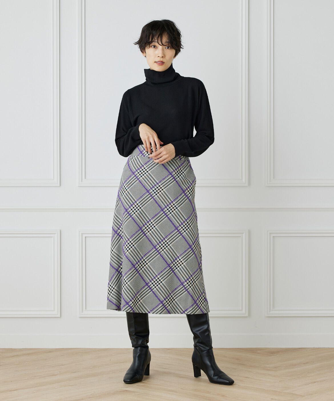 DAY by DAY it&rsquo;s international「リングヤーンAラインチェックスカート」|台形|