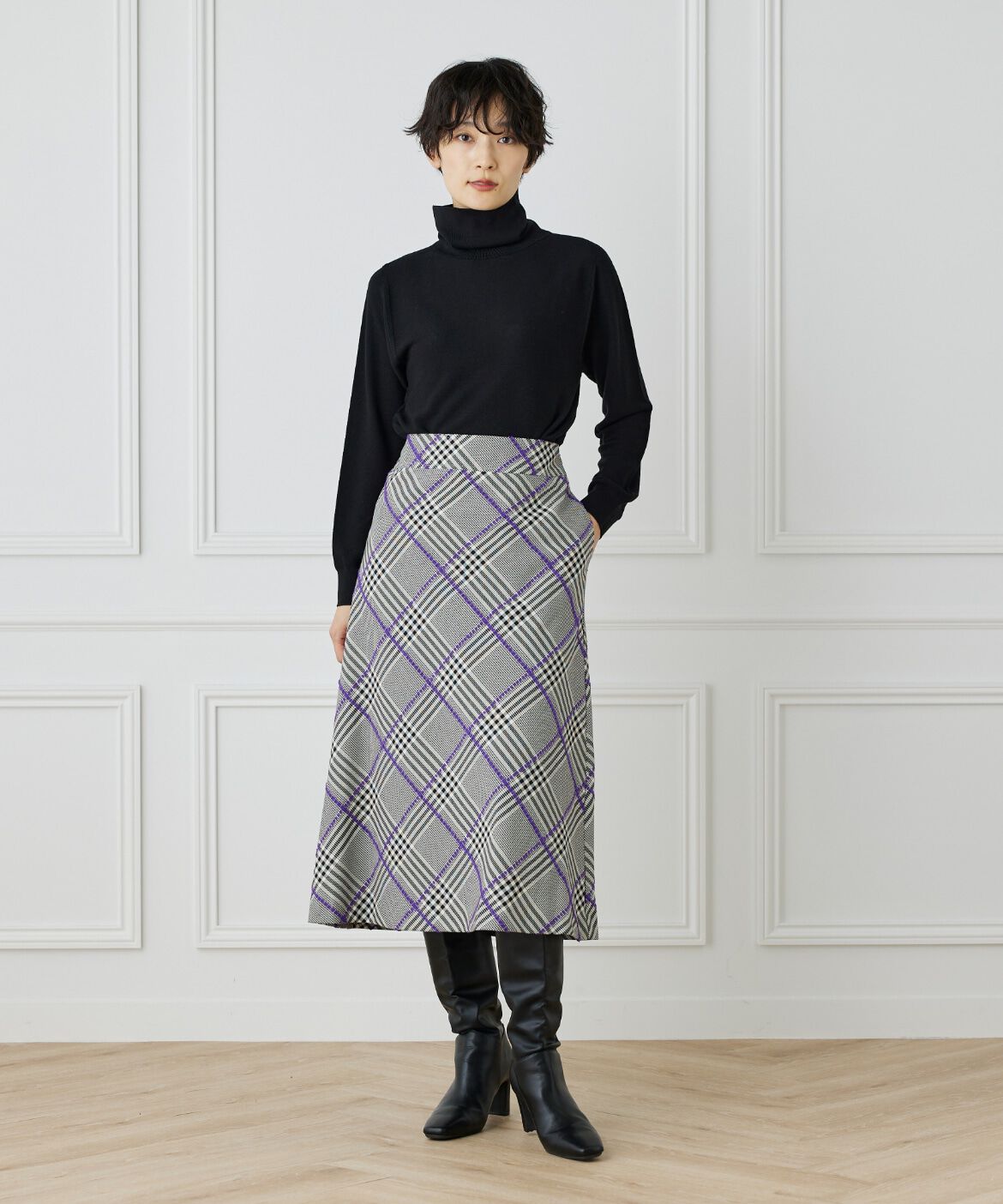 DAY by DAY it&rsquo;s international「リングヤーンAラインチェックスカート」|台形|