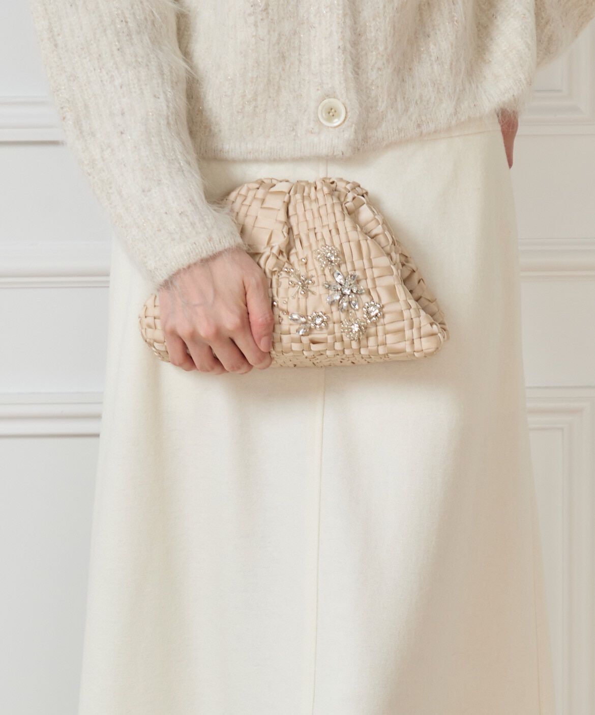 Maglie le cassetto「スワロフスキーフラワークラッチバッグ《Maria La Rosa》」|クラッチバッグ|