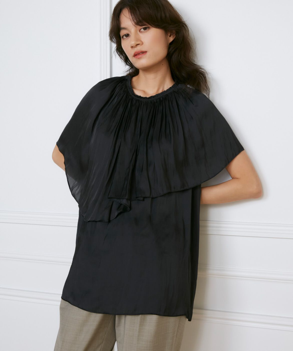 INED「ケープカラーブラウス《la veille by SUPERIOR CLOSET》」|シャツ・ブラウス|