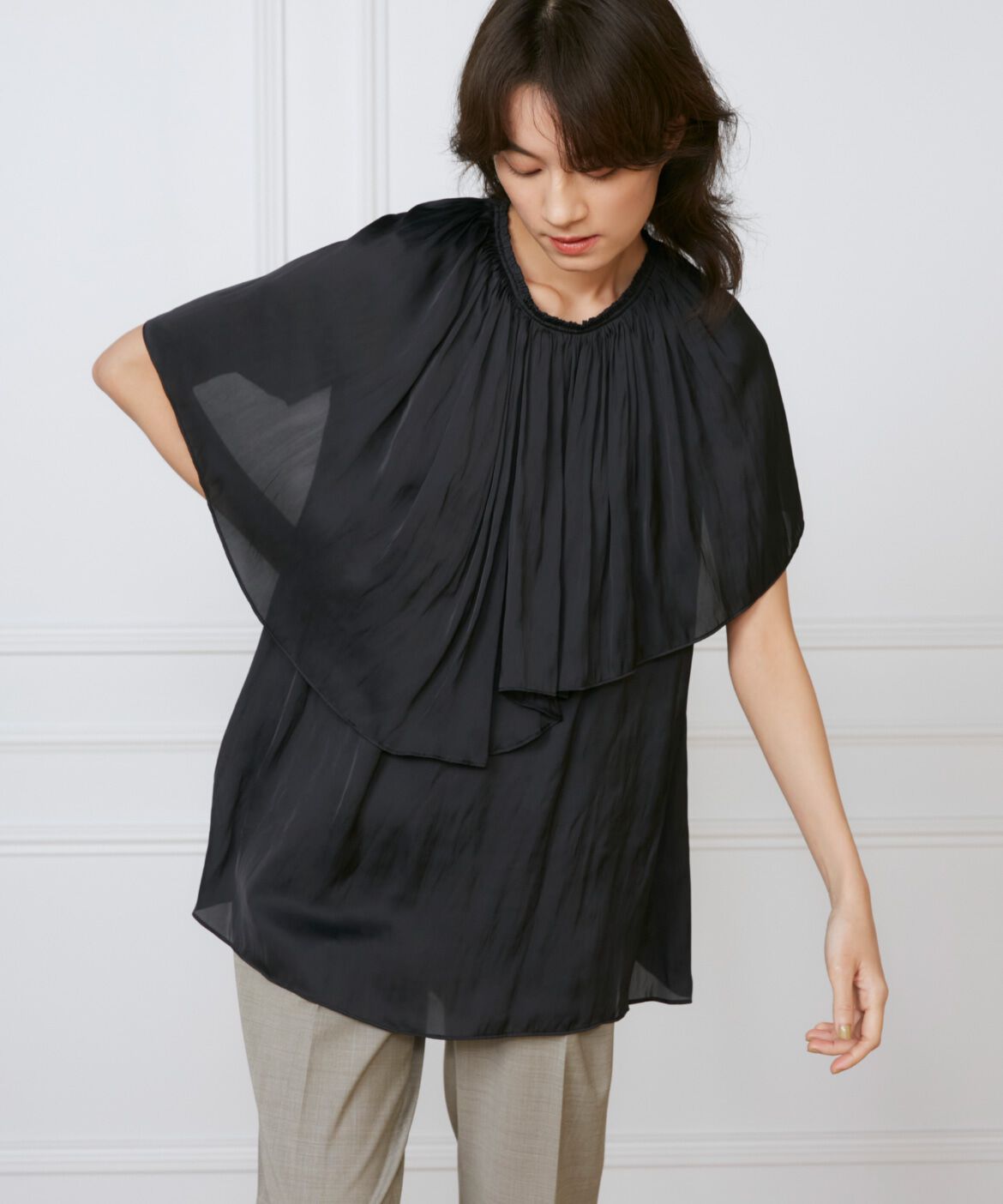 INED「ケープカラーブラウス《la veille by SUPERIOR CLOSET》」|シャツ・ブラウス|