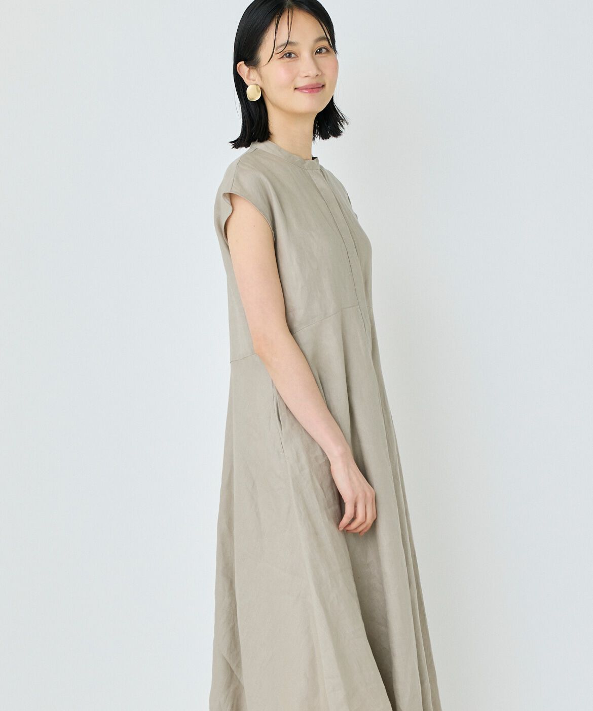 7-IDconcept.「フレンチスリーブワンピース」|ワンピース|ベージュ2