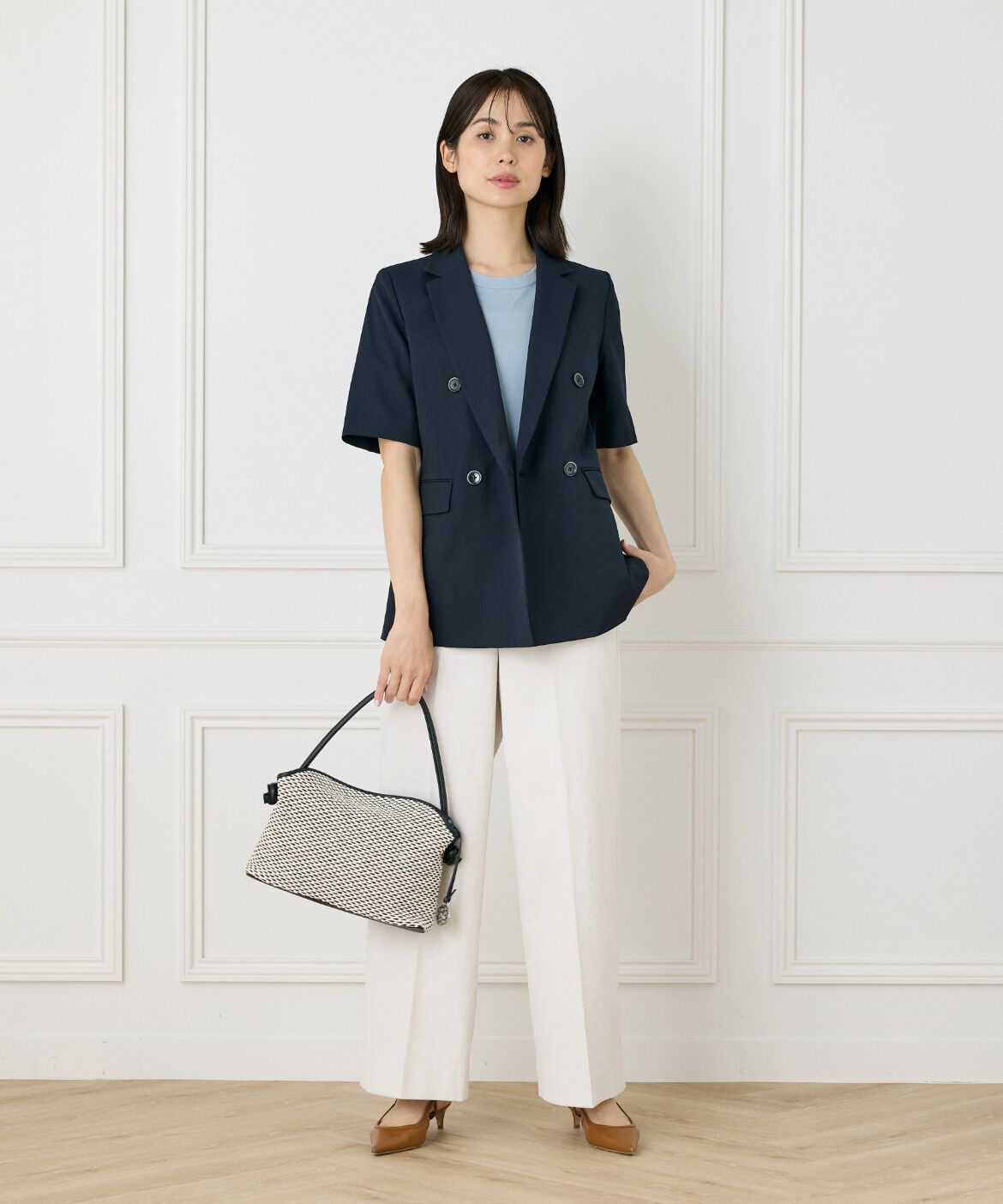 INED「《WEB限定》Tシャツ風プルオーバーサマーニット」|ニット・セーター|