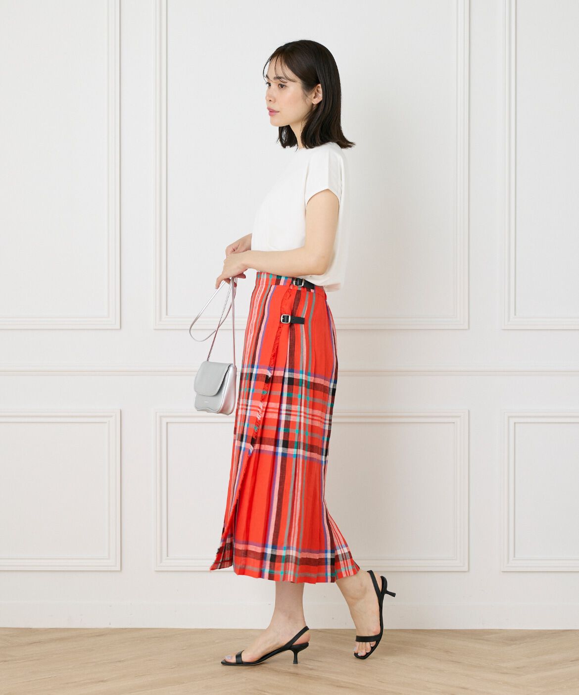 INED「《大きいサイズ》《WEB限定》フレンチスリーブサマーニット」|ニット・セーター|