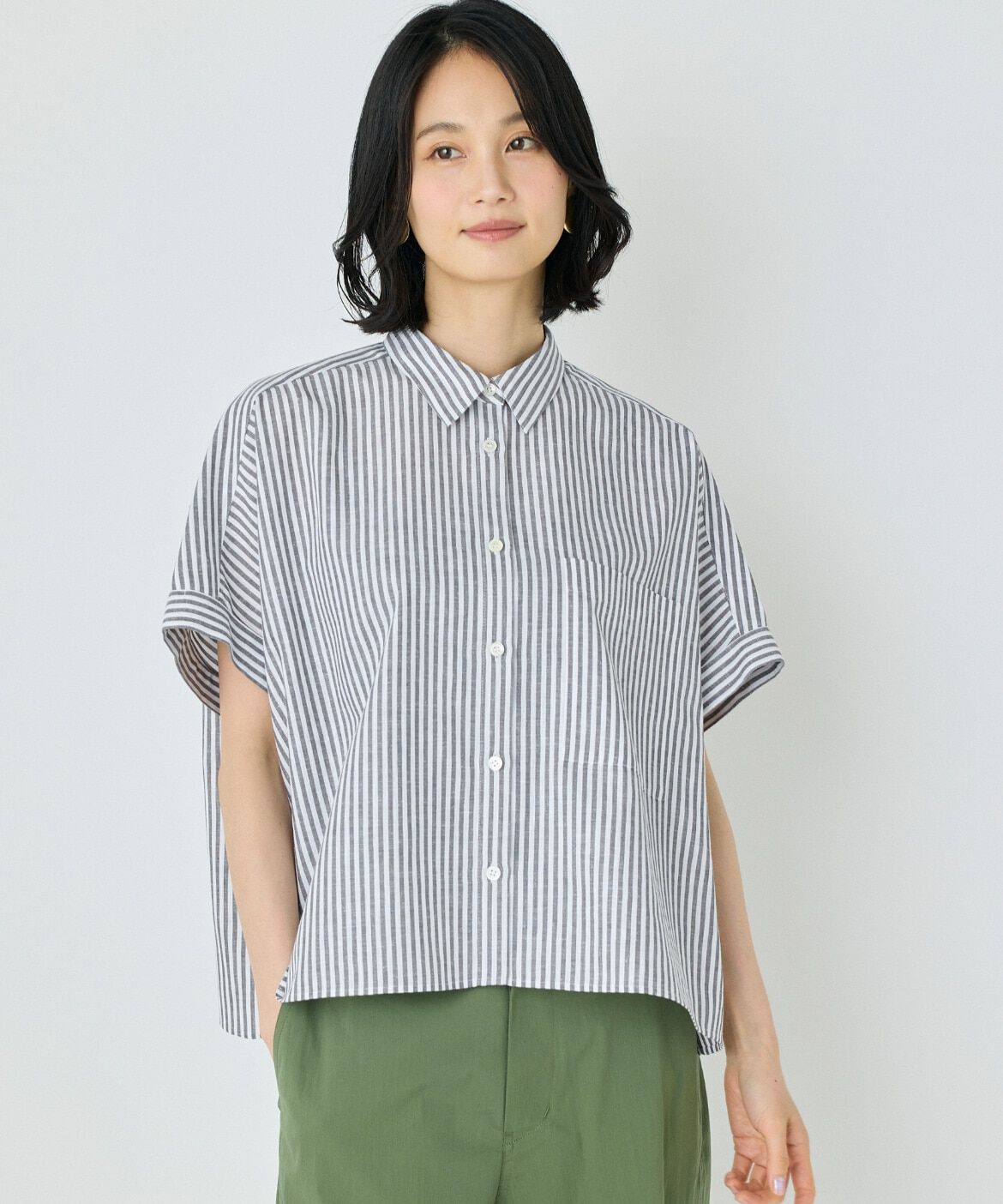 7-IDconcept.「《大きいサイズ》シャツカラーワイドシルエットシャツ」|シャツ・ブラウス|