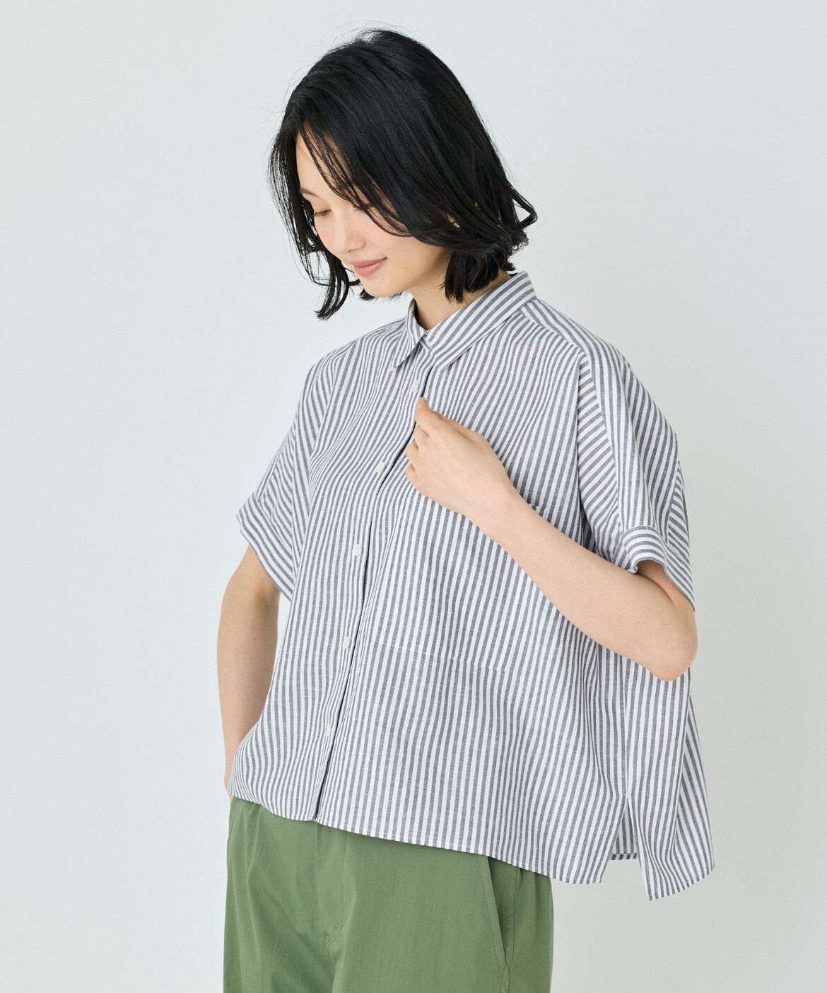 7-IDconcept.「《大きいサイズ》シャツカラーワイドシルエットシャツ」|シャツ・ブラウス|