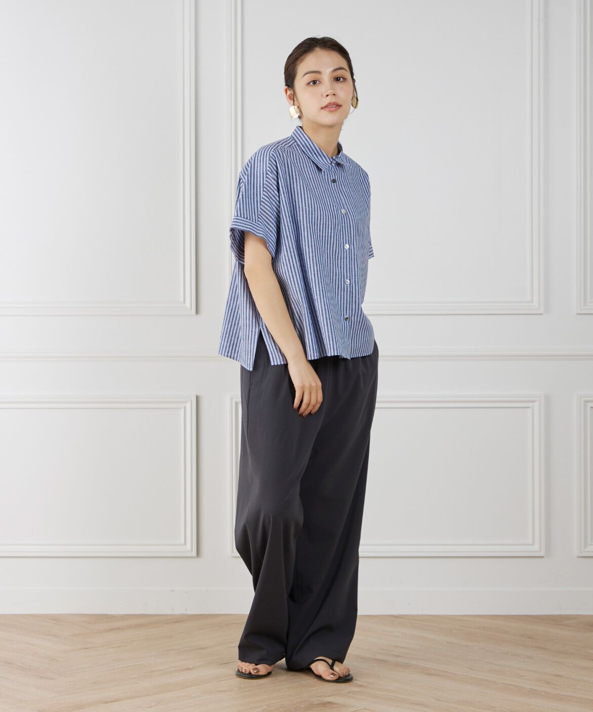 7-IDconcept.「《大きいサイズ》シャツカラーワイドシルエットシャツ」|シャツ・ブラウス|