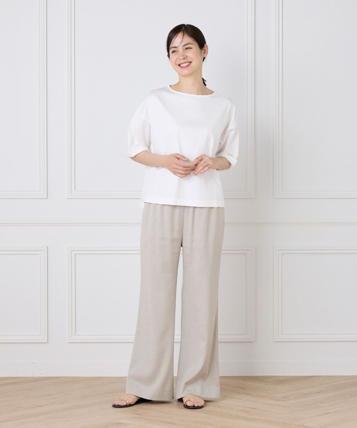 7-IDconcept.「《大きいサイズ》布帛コンビネーションTシャツ」|Tシャツ・カットソー|