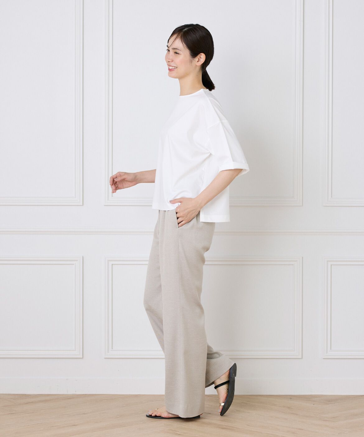 7-IDconcept.「《大きいサイズ》布帛コンビネーションTシャツ」|Tシャツ・カットソー|