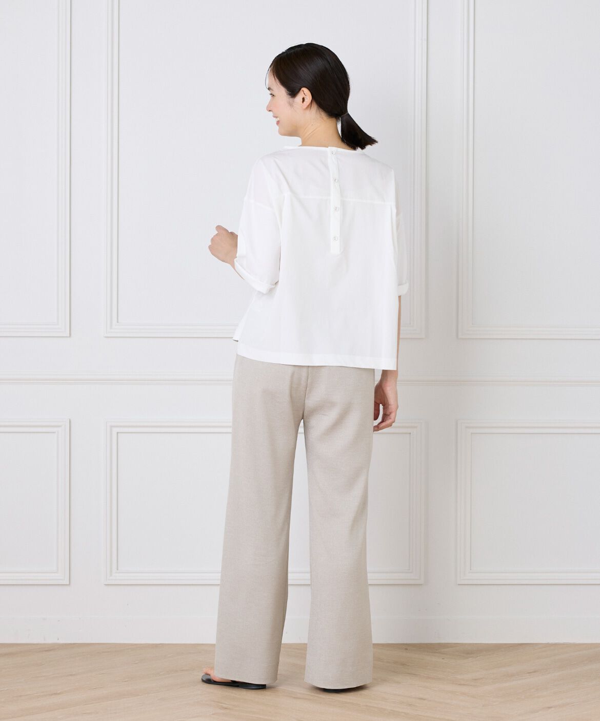 7-IDconcept.「《大きいサイズ》布帛コンビネーションTシャツ」|Tシャツ・カットソー|