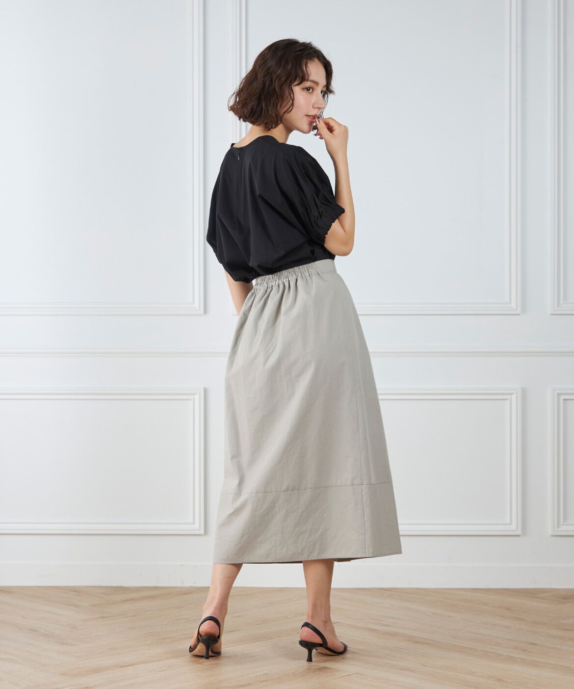 7-IDconcept.「切り替えギャザースカート」|フレア|