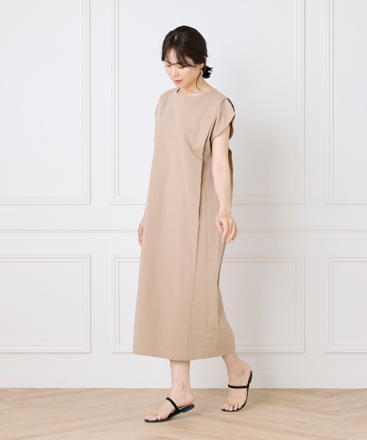 7-IDconcept.「《大きいサイズ》ショルダータックワンピース」|ワンピース|