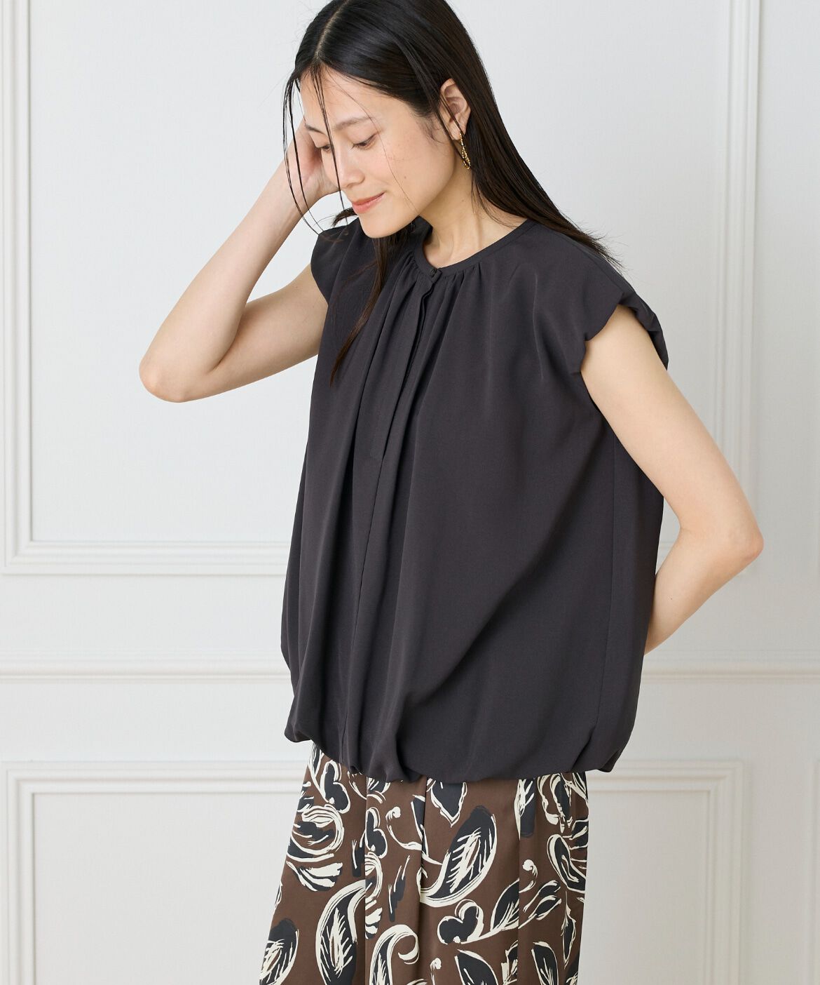 INED「《大きいサイズ》バルーンブラウス」|シャツ・ブラウス|ダークブラウ 4