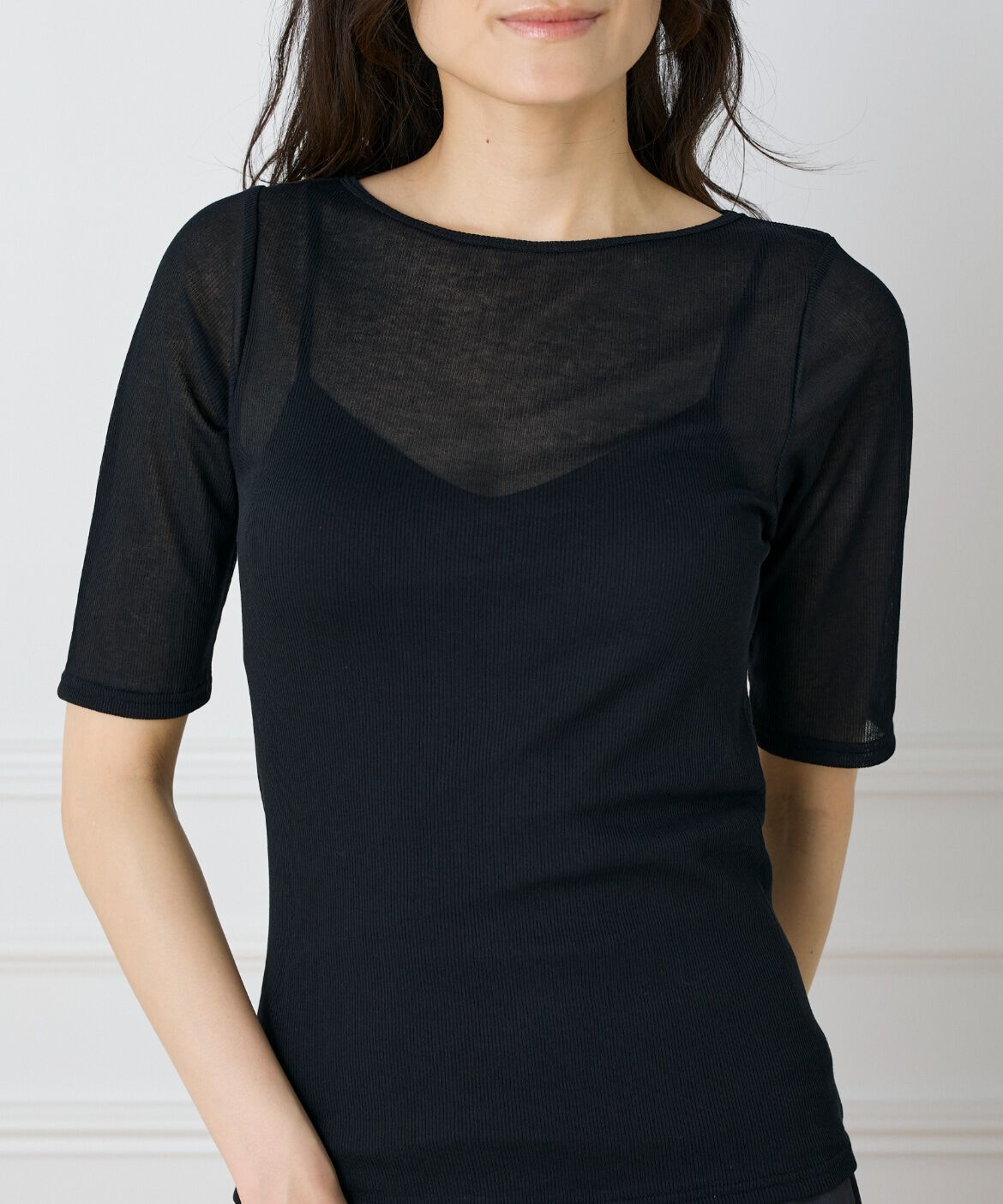 DAY by DAY it&rsquo;s international「シアーテレコボートネック5分袖プルオーバー」|Tシャツ・カットソー|