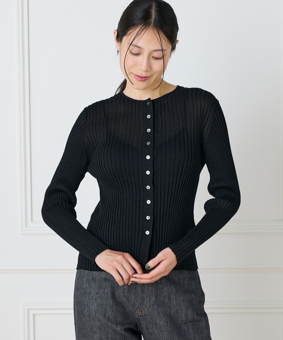 I.T.'S international「シアーリブカーディガン」|カーディガン|ブラック