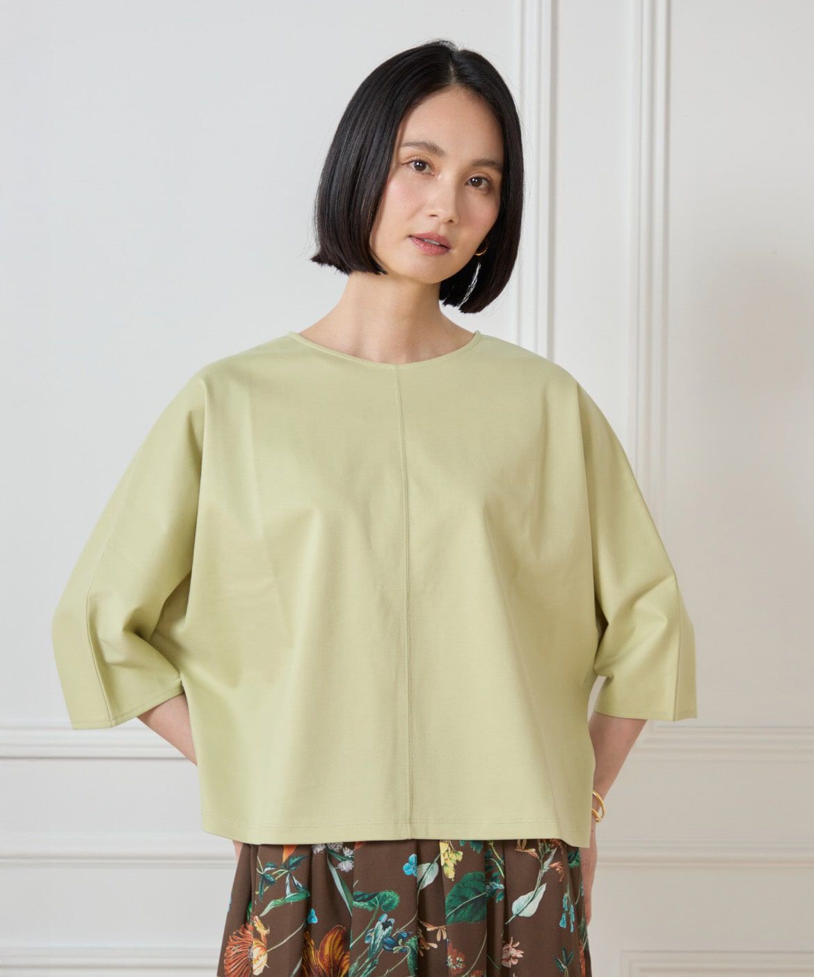 7-IDconcept.「《大きいサイズ》バックジップドルマンプルオーバー」|Tシャツ・カットソー|キミドリ1