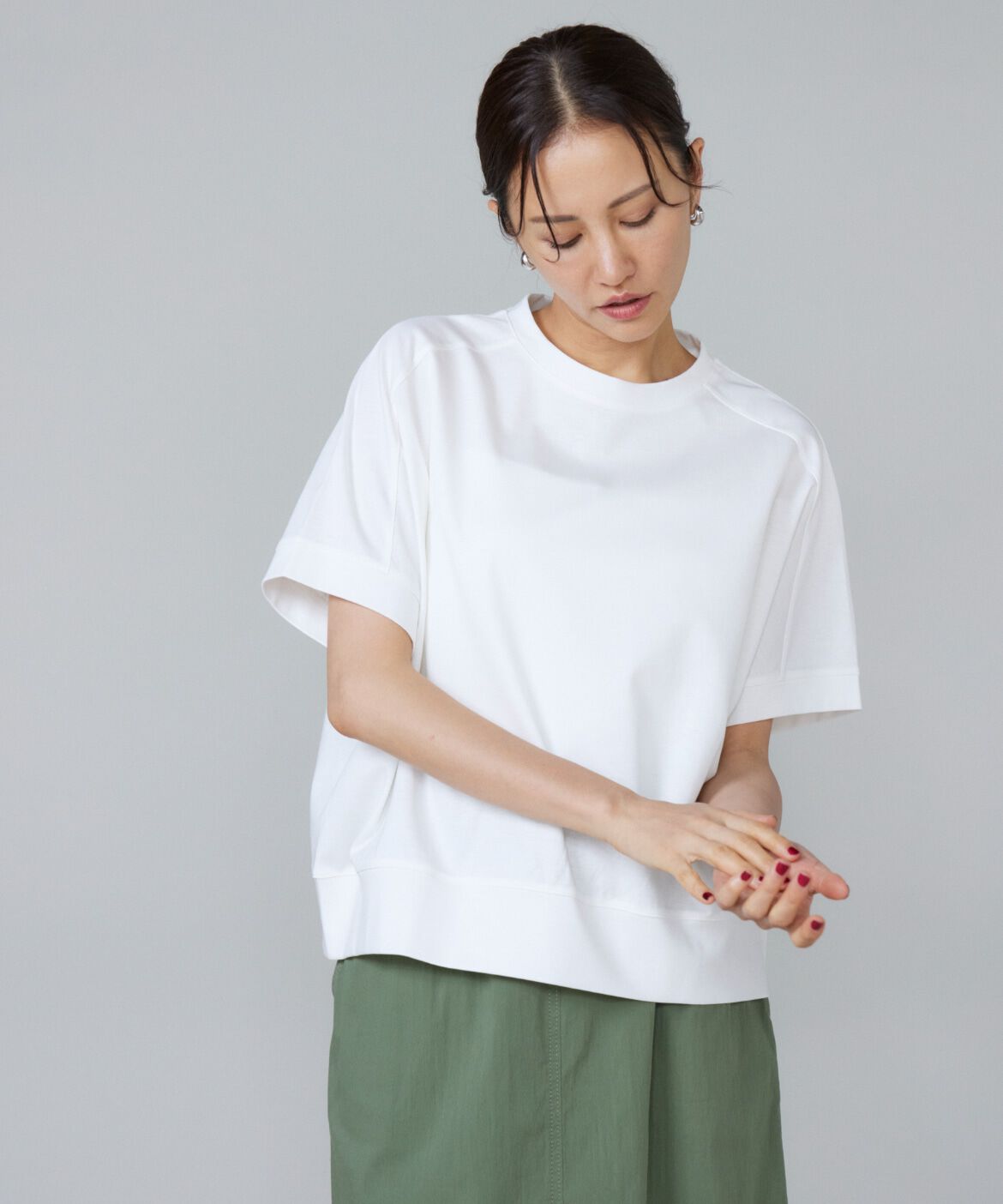 7-IDconcept.「《大きいサイズ》ヨーク切替ハイネックプルオーバー」|Tシャツ・カットソー|