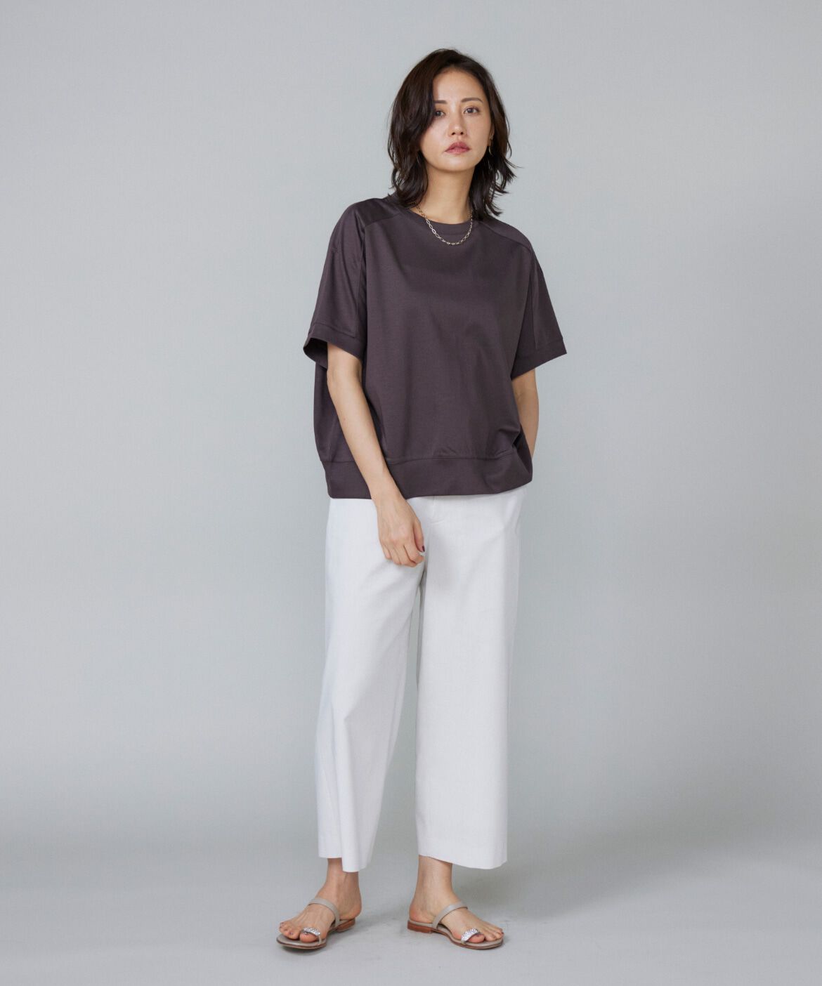 7-IDconcept.「《大きいサイズ》ヨーク切替ハイネックプルオーバー」|Tシャツ・カットソー|