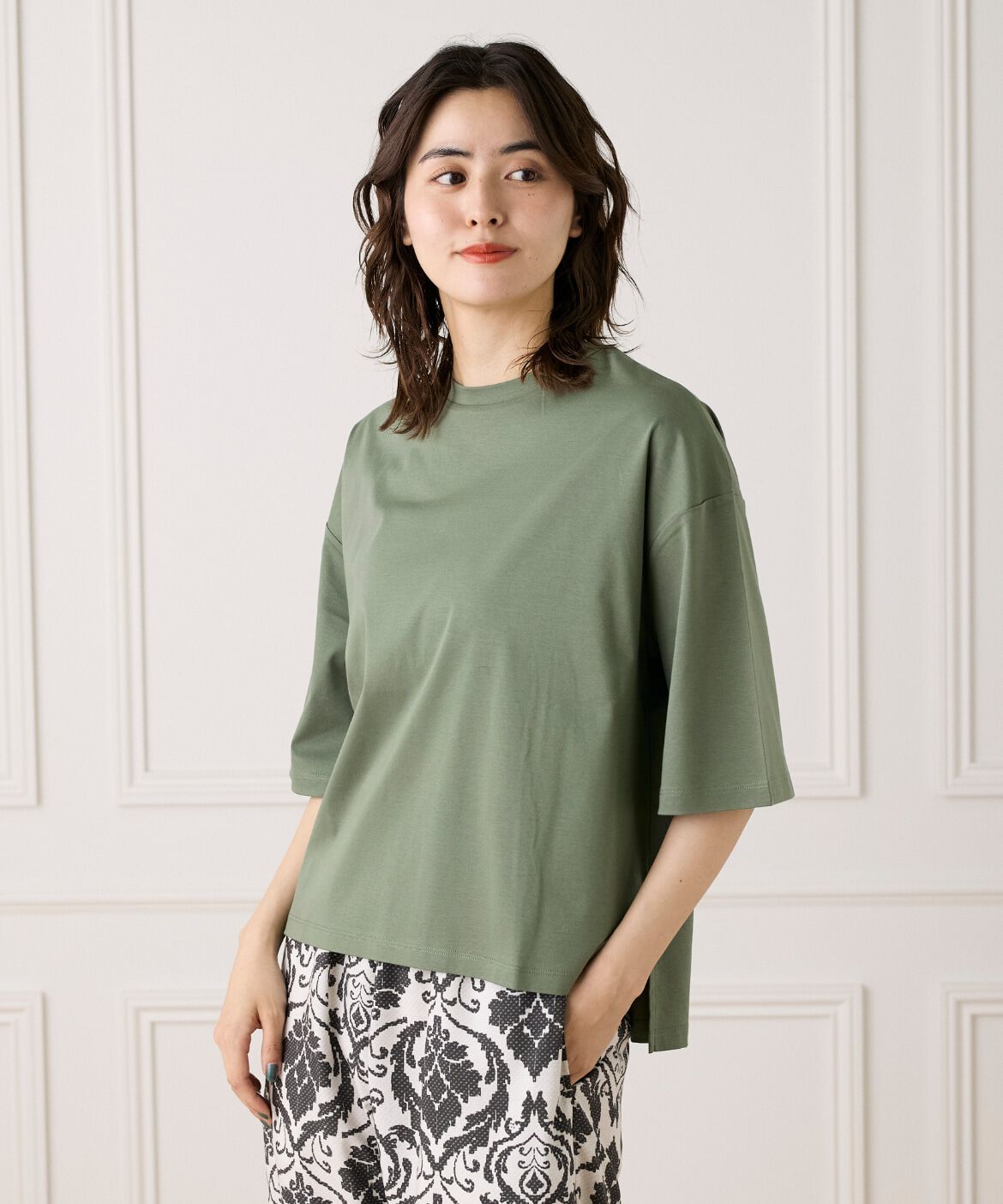 7-IDconcept.「《大きいサイズ》五分袖Tシャツ《接触冷感》」|Tシャツ・カットソー|