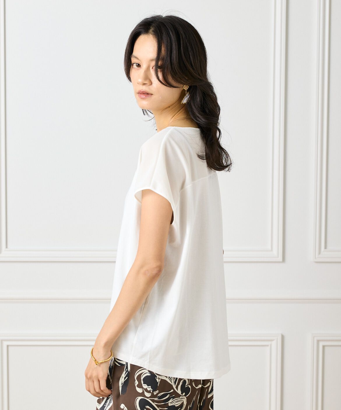 INED「《大きいサイズ》シースルードッキングプルオーバー」|Tシャツ・カットソー|