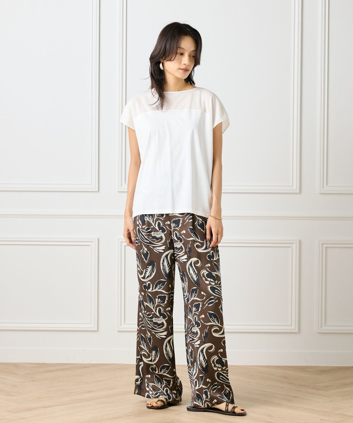 INED「《大きいサイズ》シースルードッキングプルオーバー」|Tシャツ・カットソー|