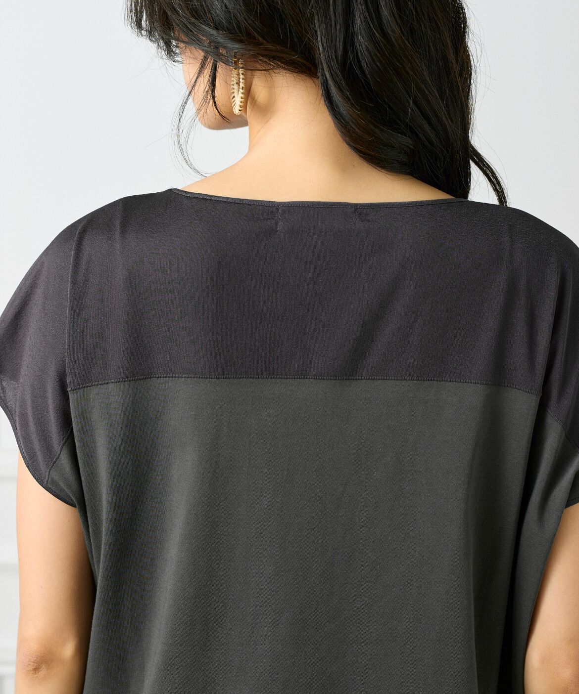 INED「《大きいサイズ》シースルードッキングプルオーバー」|Tシャツ・カットソー|