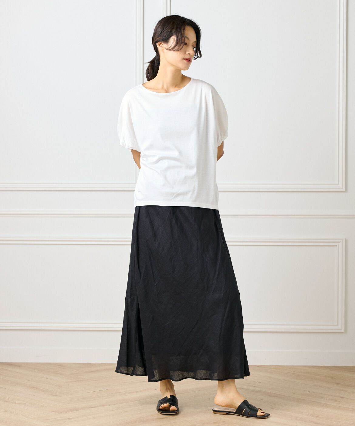 INED「《大きいサイズ》ボートネックドルマンカットソー」|Tシャツ・カットソー|