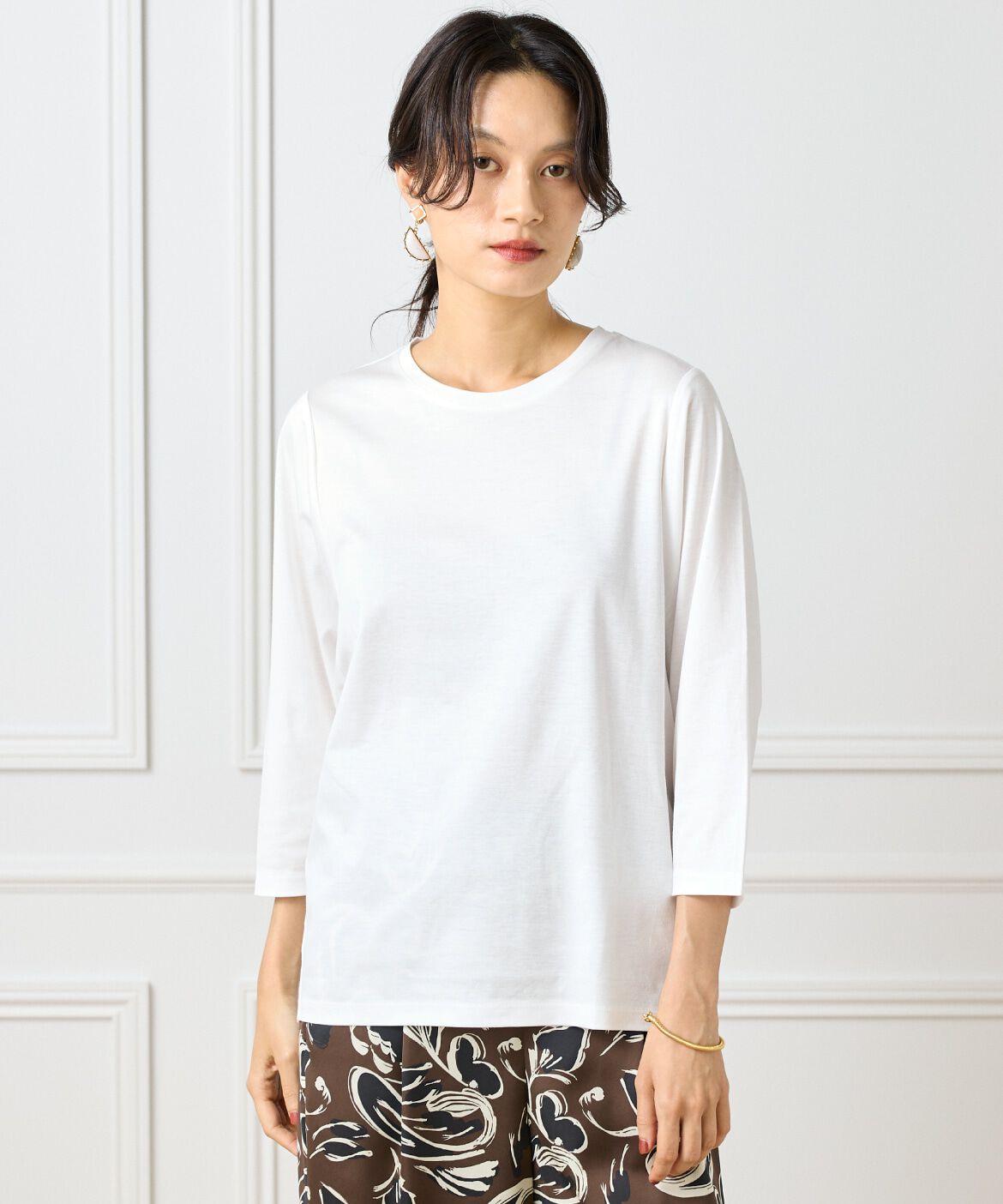 INED「《大きいサイズ》ワイドスリーブコクーンカットソー」|Tシャツ・カットソー|オフホワイト1