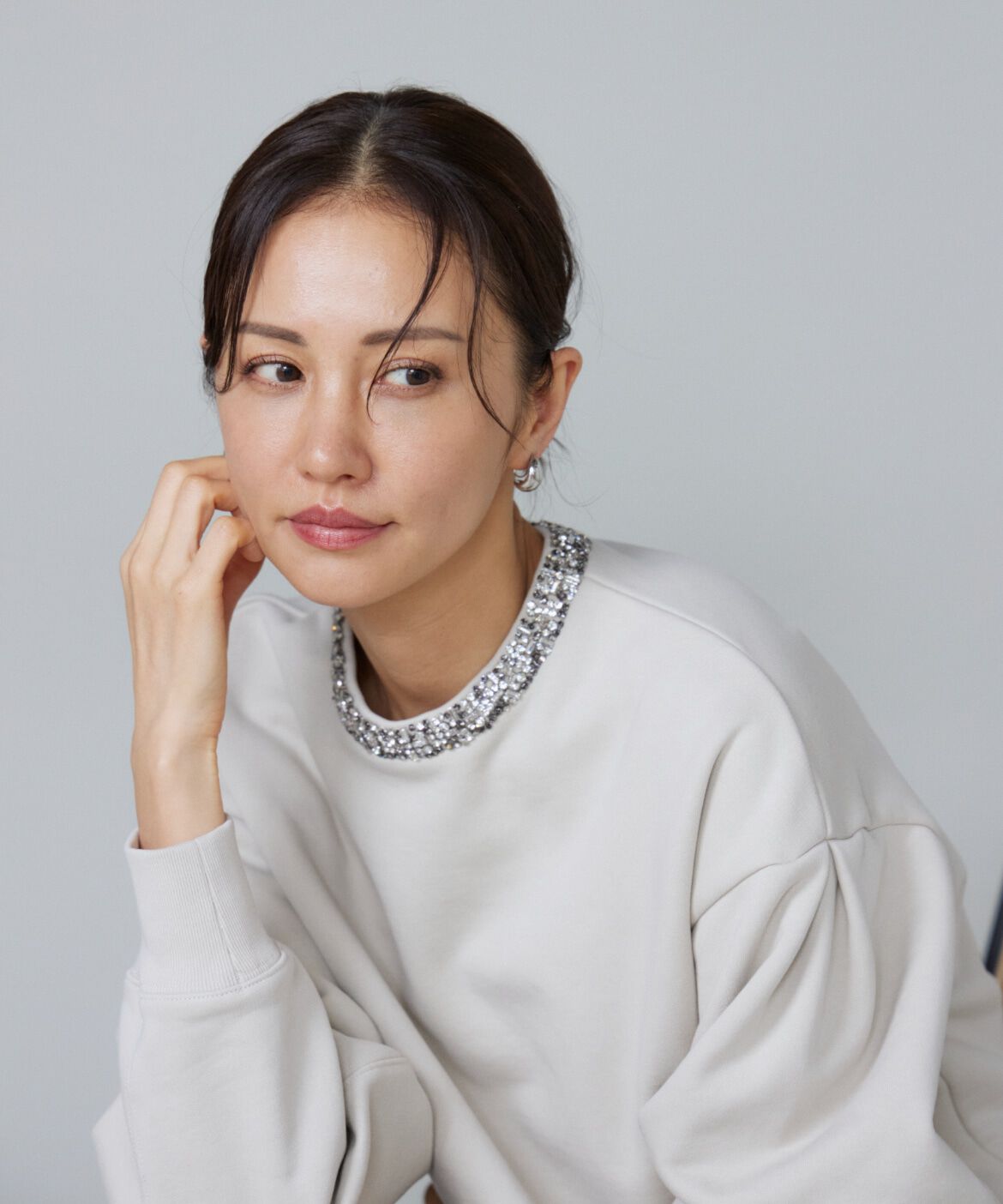 Le Souk「《大きいサイズ》ビジュー衿裏毛プルオーバー」|スウェット・ジャージ|